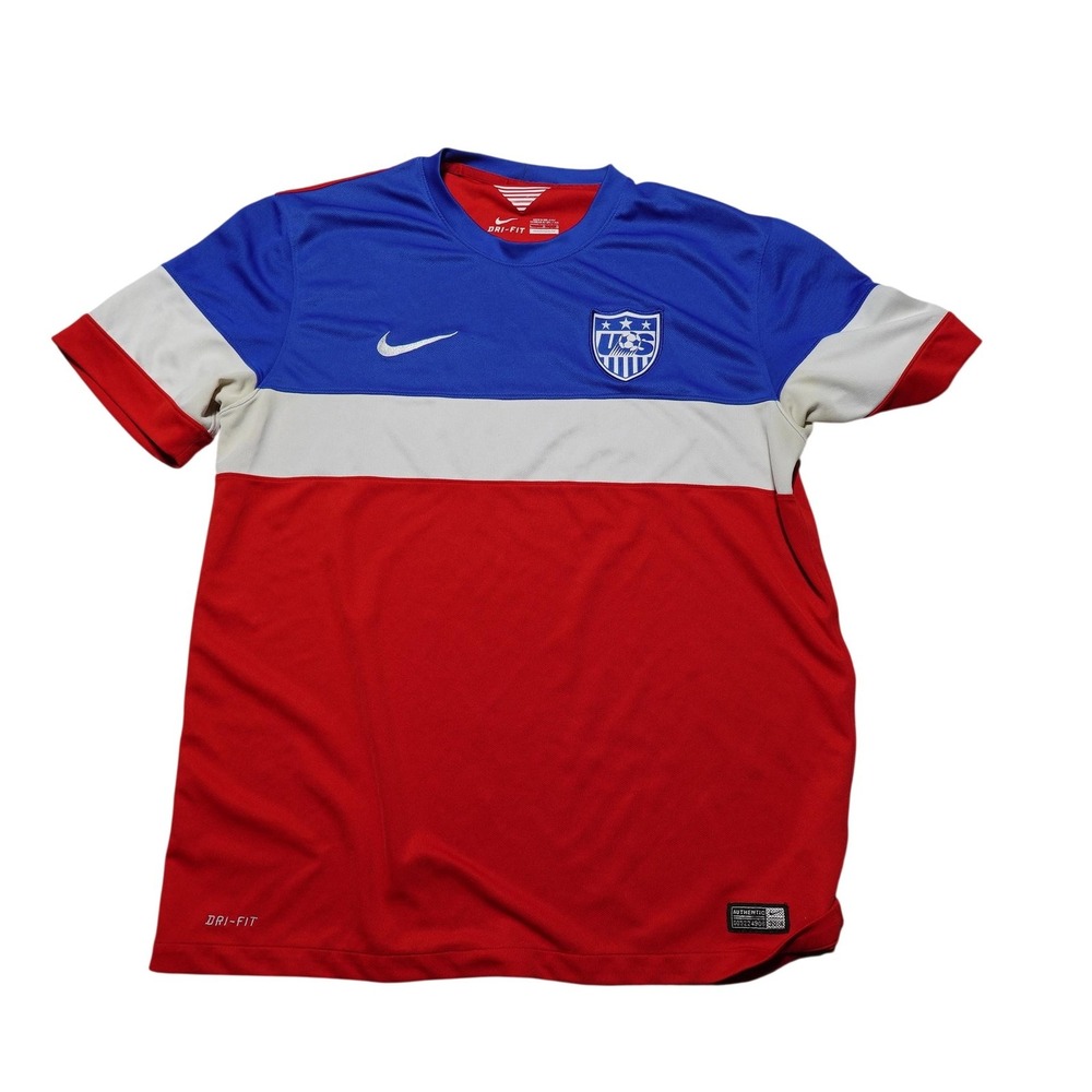 United States National Team Jersey Shirt Mens Large Red Blue Soccer Nike Dri-FIT